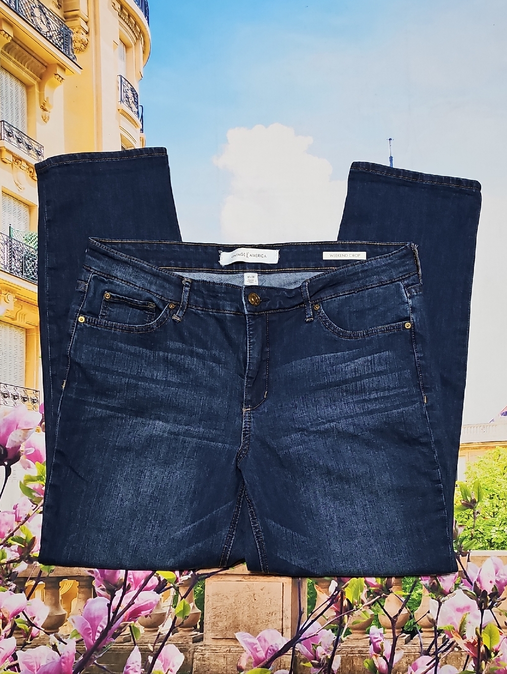 Vintage America Deep Indigo Cropped Jeans Size 12/31